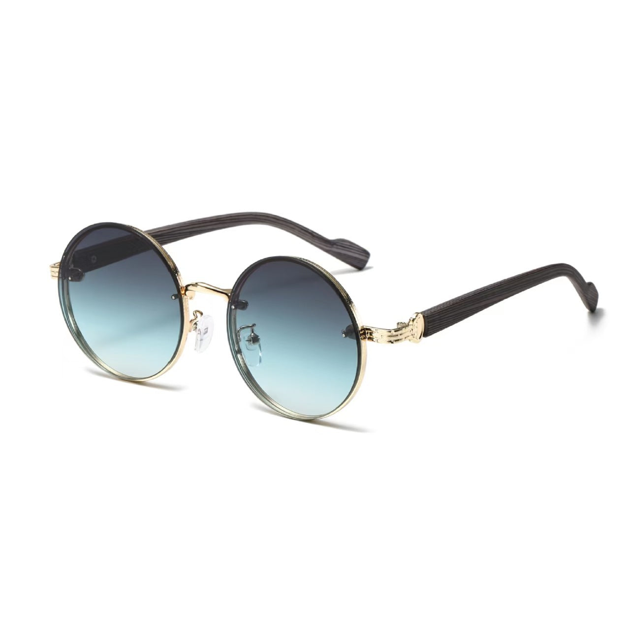 Retro Round Punk-Style Metal Sunglasses