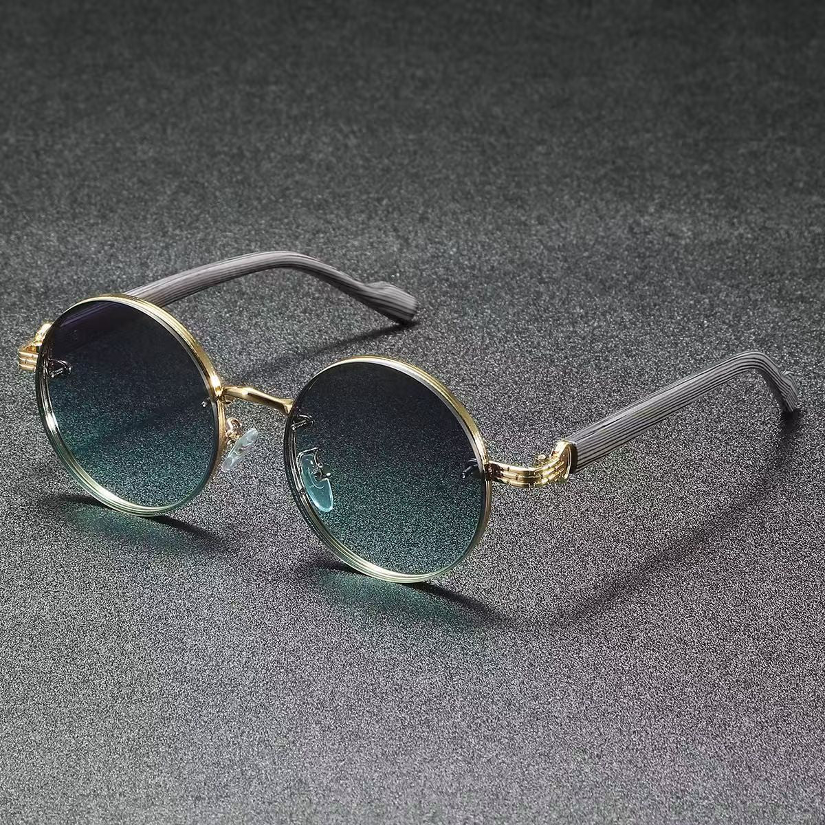 Retro Round Punk-Style Metal Sunglasses